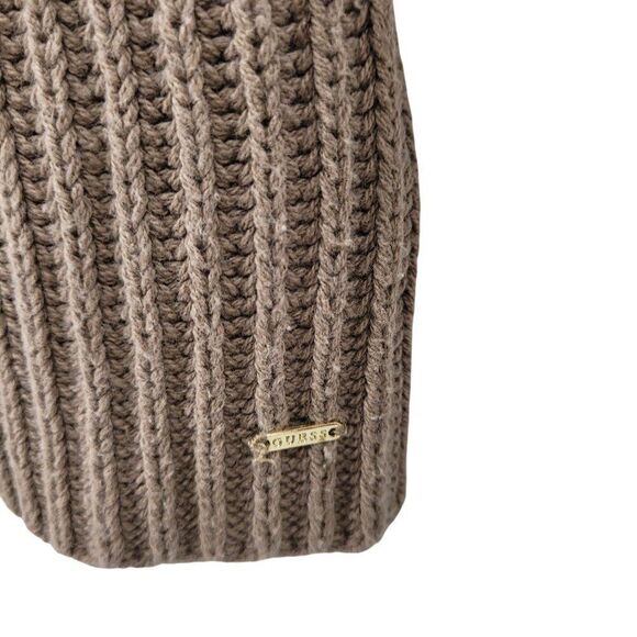 90s EAC Womens Cold Shoulder Ribbed Knit Sweater Sz S Cotton Blend Neutral Tan - Picture 8 of 12